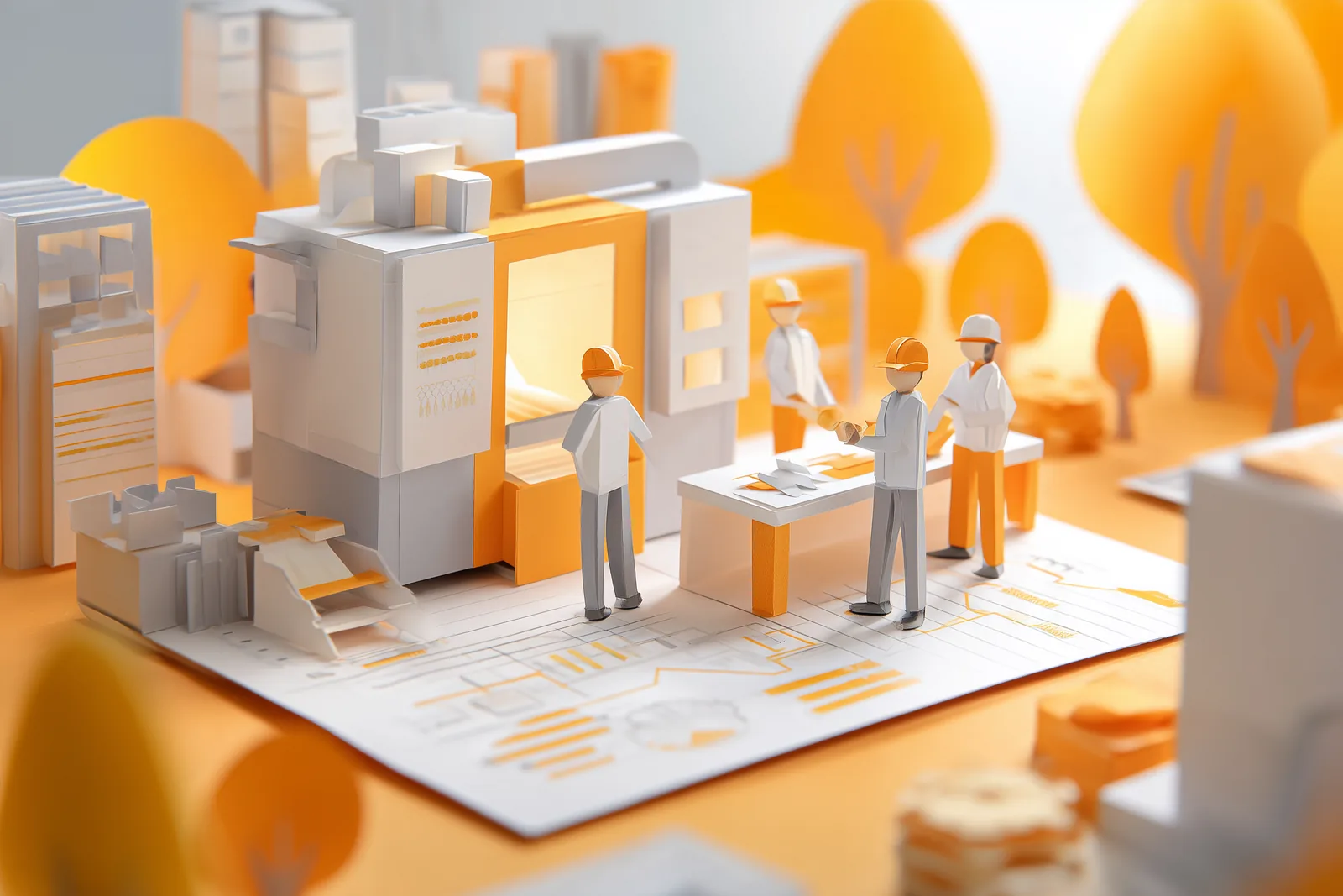 Prozesse & Systeme — Papierschnitt-Diorama